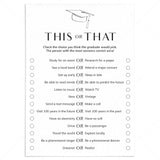This or That Grad Party Game Printable by LittleSizzle