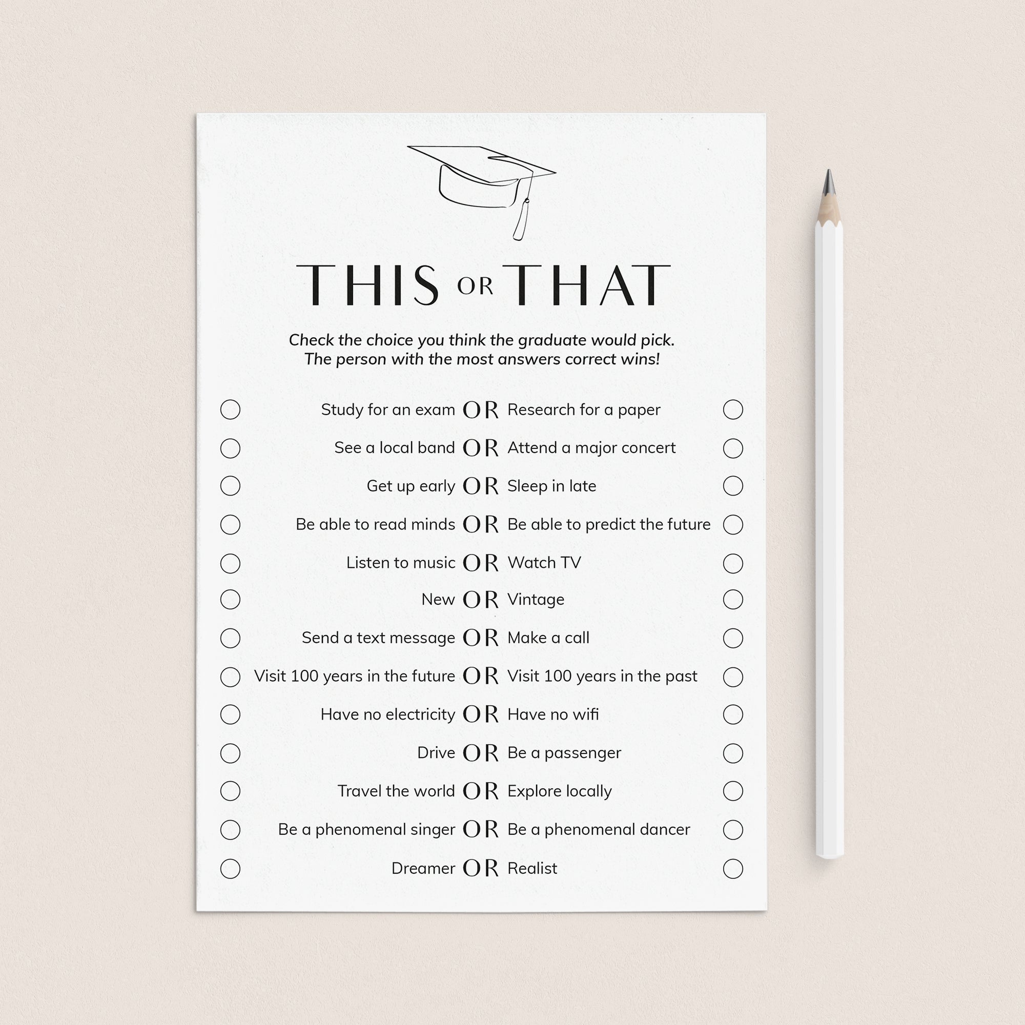 This or That Grad Party Game Printable by LittleSizzle