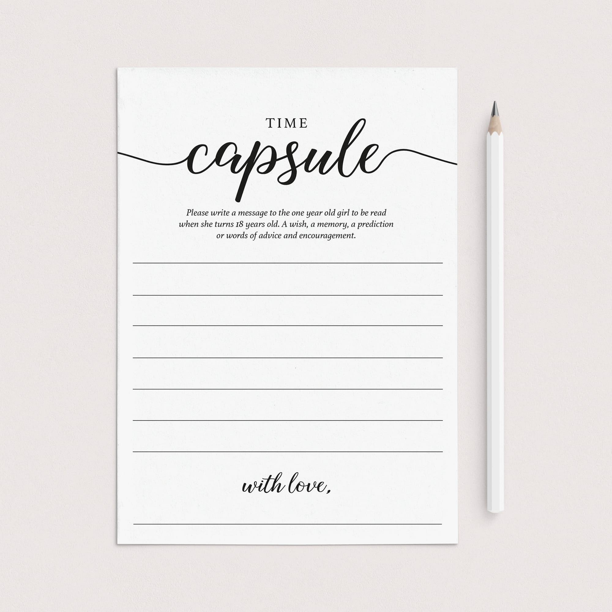 Girl First Birthday Time Capsule Cards Printable by LittleSizzle