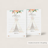 Advice for Mom Printable Baby Shower Cards with Tipi