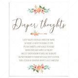 Funny Baby Shower Activity Diaper Thoughts Printable by LittleSizzle