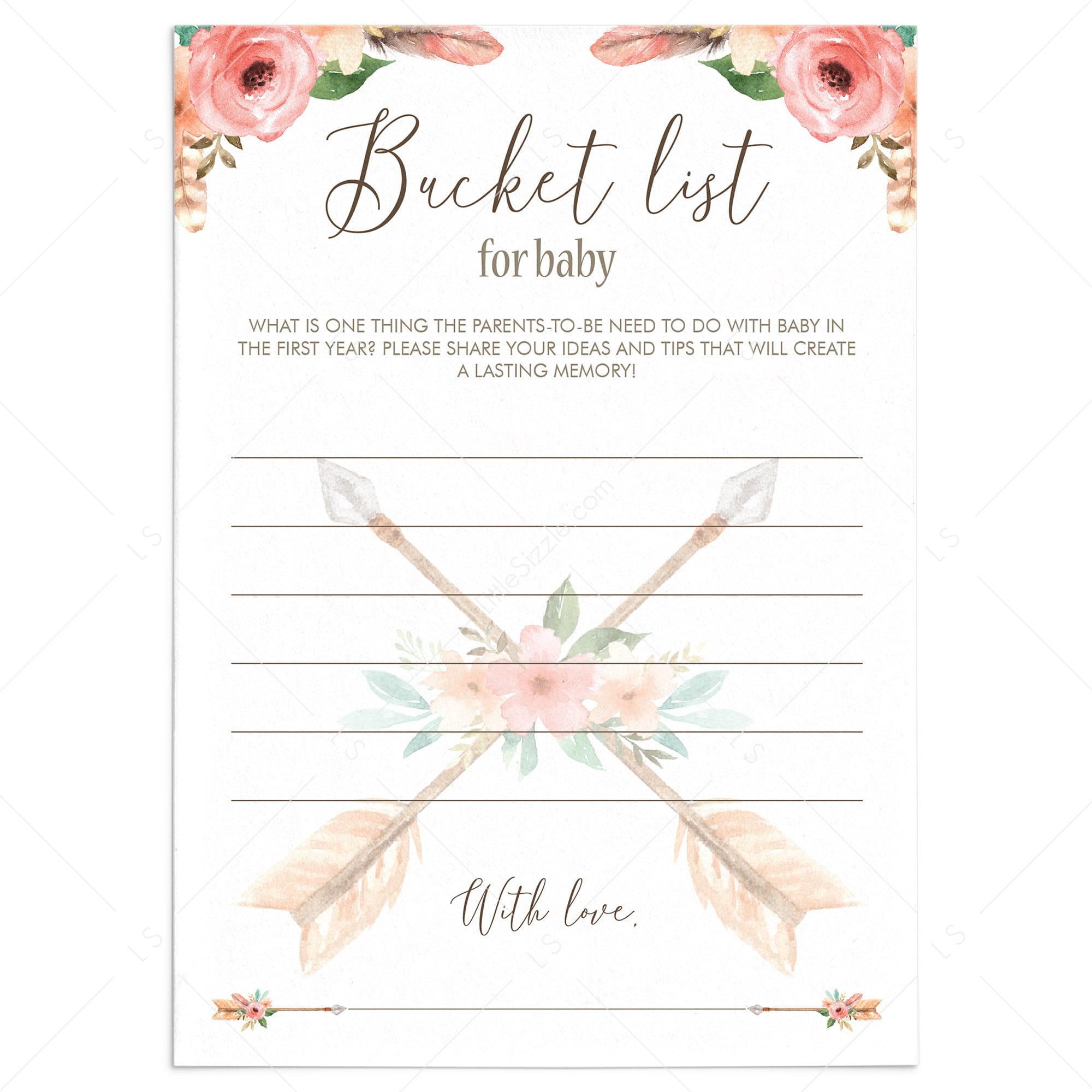 Tribal Baby Shower Bucket List Keepsake Cards by LittleSizzle
