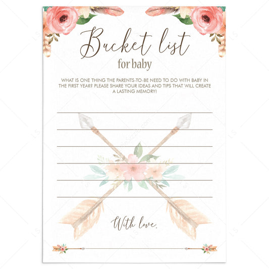 Tribal Baby Shower Bucket List Keepsake Cards by LittleSizzle