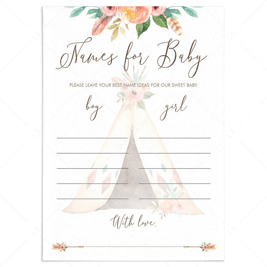 Gender Reveal Party Game Names for Baby Printable by LittleSizzle