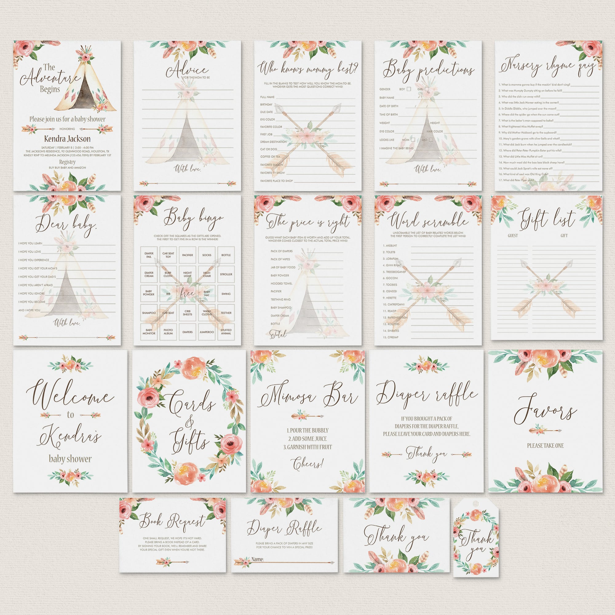 Boho Baby Shower Party Package DIY by LittleSizzle