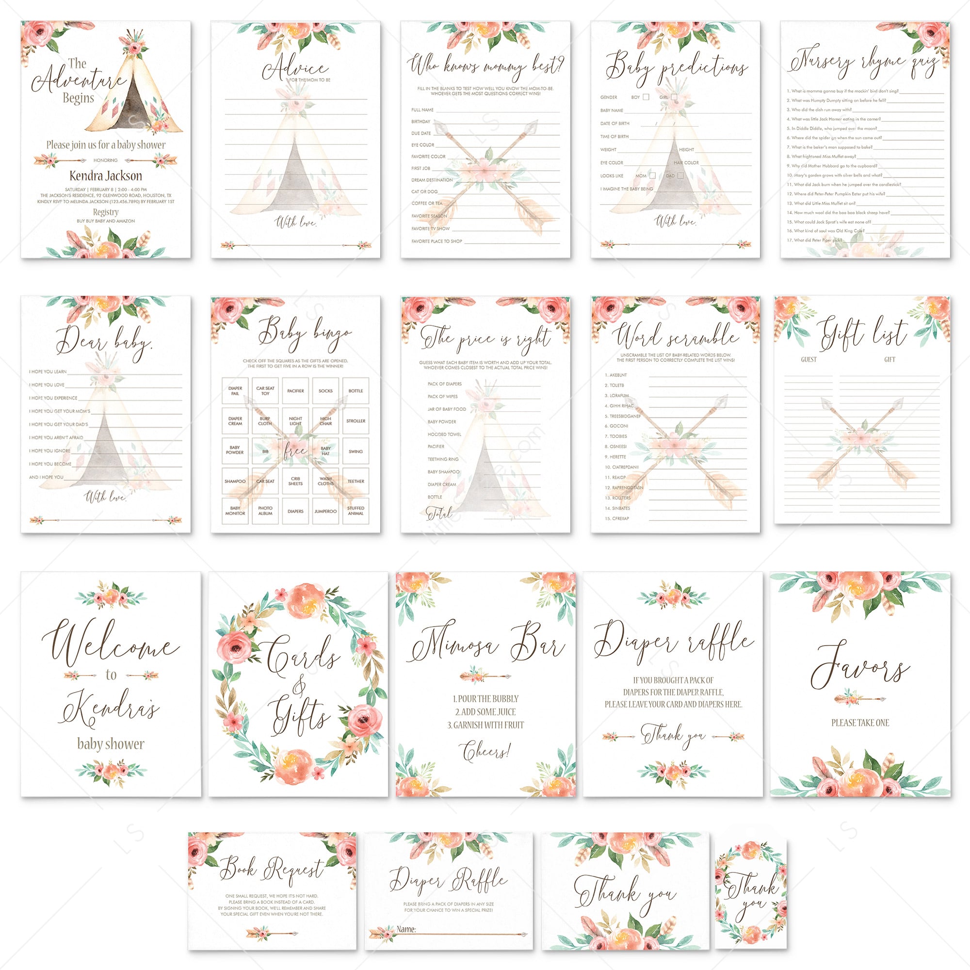 Boho Baby Shower Party Package DIY by LittleSizzle