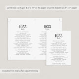 1933 Trivia Quiz with Answer Key Instant Download