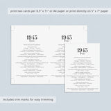 Born in 1943 82nd Birthday Party Games Bundle For Men