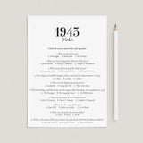 1943 Trivia Quiz with Answer Key Instant Download