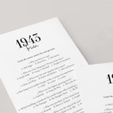 1943 Trivia Quiz with Answer Key Instant Download