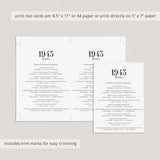 1943 Trivia Quiz with Answer Key Instant Download