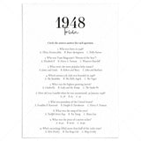 1948 Trivia Quiz with Answer Key Instant Download by LittleSizzle