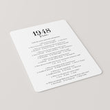 1948 Trivia Quiz with Answer Key Instant Download