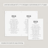1958 Trivia Quiz with Answer Key Instant Download