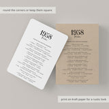 1958 Trivia Quiz with Answer Key Instant Download
