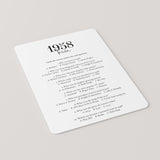 1958 Trivia Quiz with Answer Key Instant Download