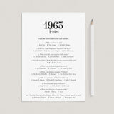 1963 Trivia Quiz with Answer Key Instant Download by LittleSizzle