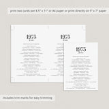 1973 Trivia Quiz with Answer Key Instant Download