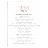 1998 Trivia Questions and Answers Printable by LittleSizzle