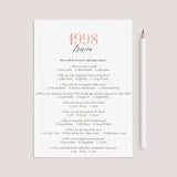 1998 Trivia Questions and Answers Printable by LittleSizzle