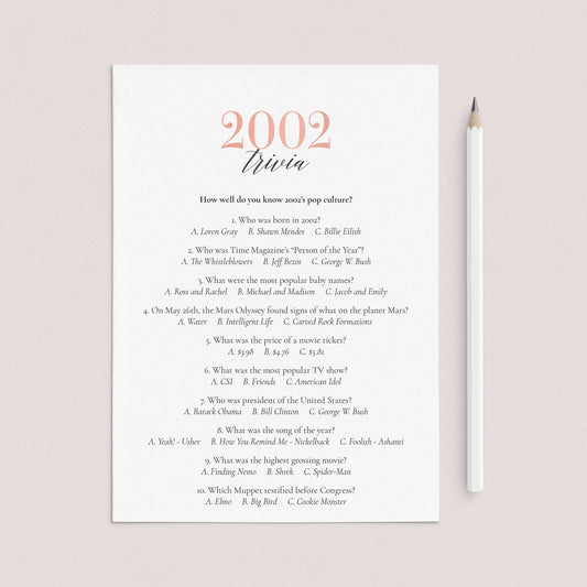 2002 Trivia Questions and Answers Printable by LittleSizzle