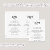 2002 Trivia Quiz with Answer Key Instant Download