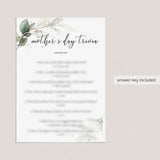 Mother's Day Trivia with Answer Key Printable