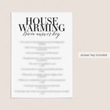 House Warming Quiz with Answers Printable