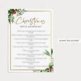 Chic Christmas Trivia Quiz Printable Greenery and Gold