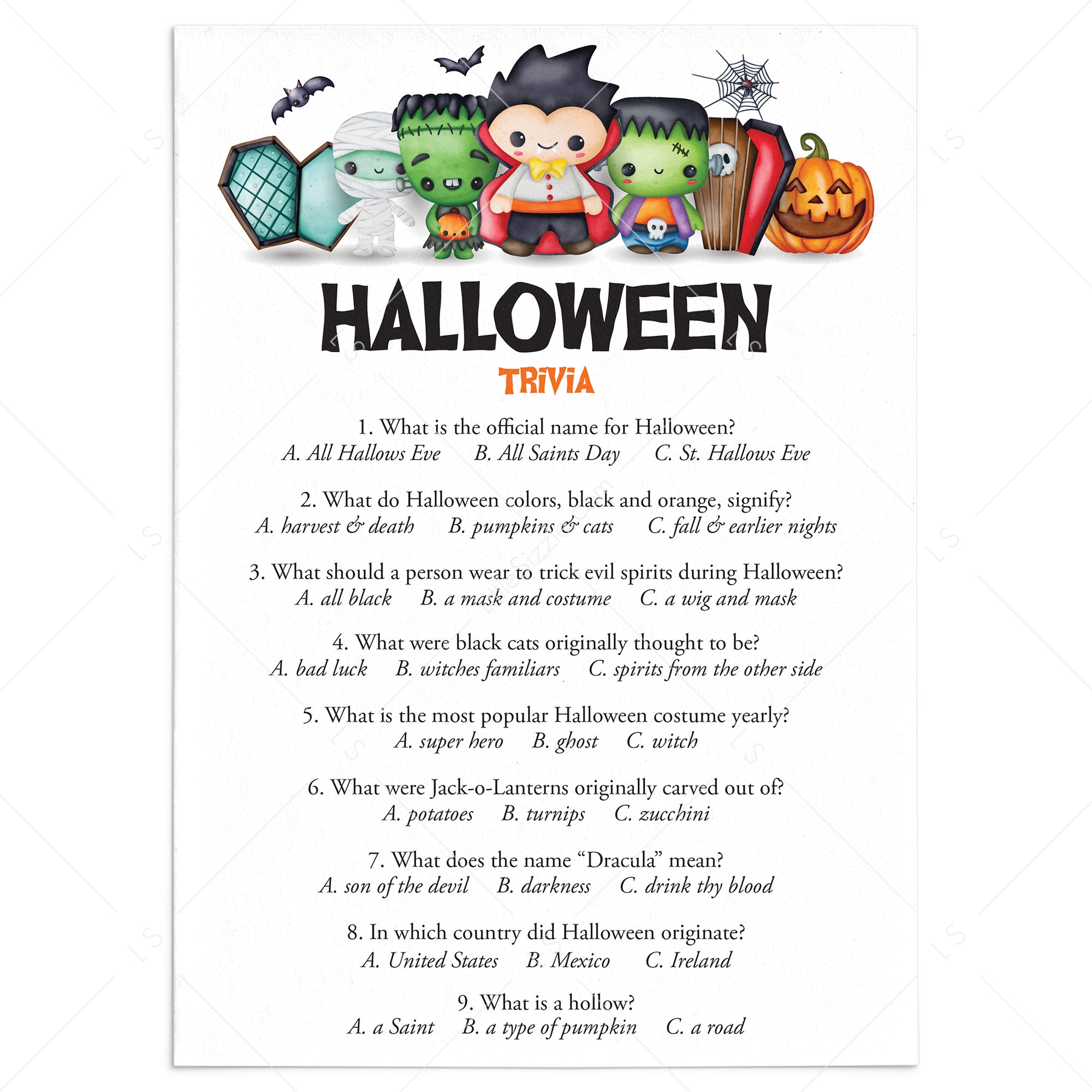 Kids Halloween Trivia Game with Answer Key Printable – LittleSizzle kids-halloween-trivia-game-with-answer-key-printable-littlesizzle