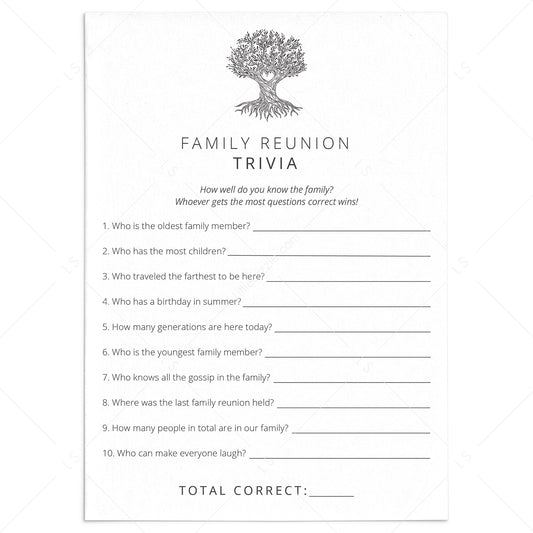 Family Reunion Trivia Game Printable by LittleSizzle
