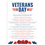 Veterans Day Trivia Quiz with Answers Printable by LittleSizzle