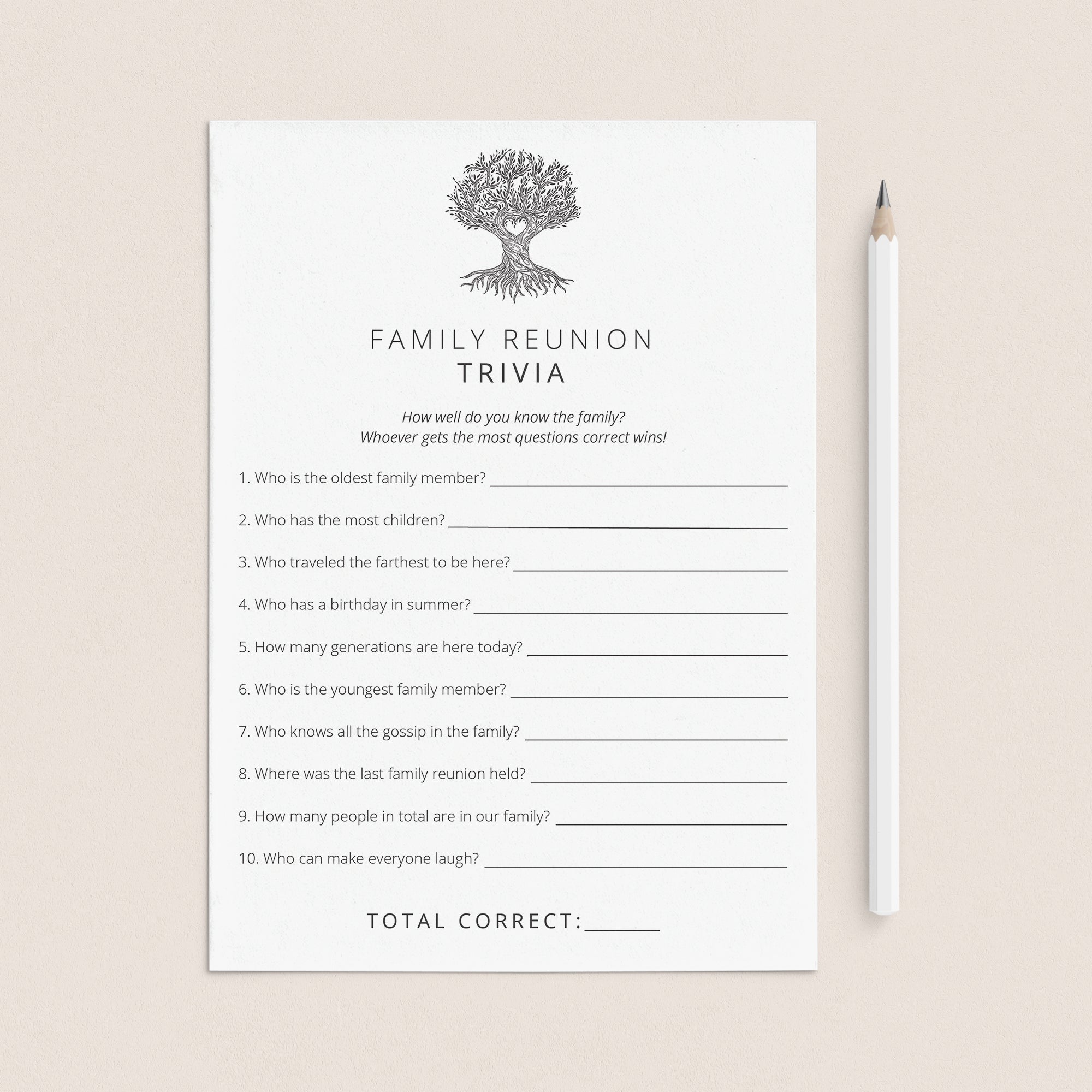 Family Reunion Trivia Game Printable by LittleSizzle