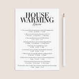 House Warming Quiz with Answers Printable by LittleSizzle