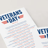 Veterans Day Trivia Quiz with Answers Printable