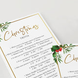 Chic Christmas Trivia Quiz Printable Greenery and Gold