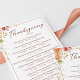 Thanksgiving Trivia with Answer Key Printable