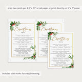 Chic Christmas Trivia Quiz Printable Greenery and Gold