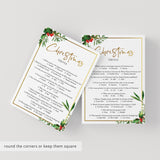 Chic Christmas Trivia Quiz Printable Greenery and Gold