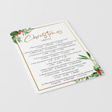 Chic Christmas Trivia Quiz Printable Greenery and Gold