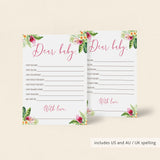 Pink green and yellow baby shower game cards by LittleSizzle