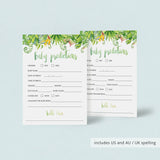 Green Tropical Baby Shower Prediction Card Printable