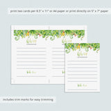 Tropical Advice Card for Neutral Baby Shower