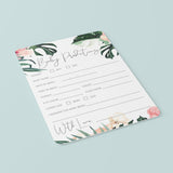 Tropical Theme Baby Shower Baby Prediction Cards