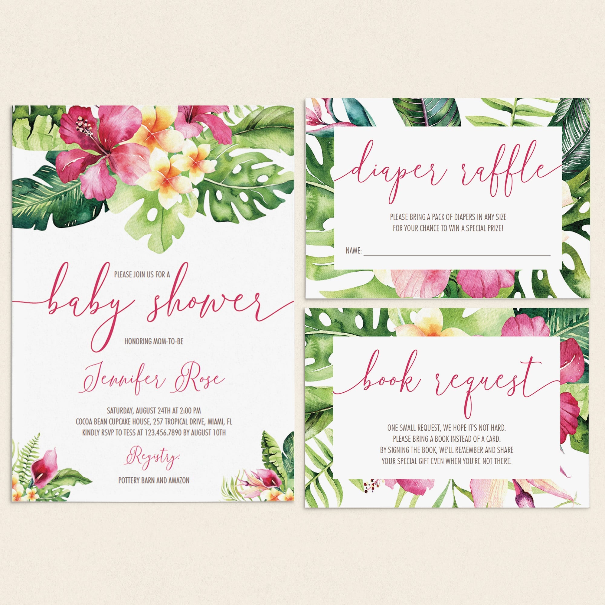 Tropical Baby Shower Invitation Suite Templates by LittleSizzle