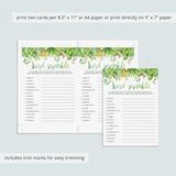 Tropical Flora Baby Shower Word Scramble Printable