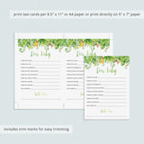 Luau Wishes Baby Shower Game Printable