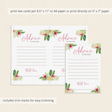 Summer Wedding Advice Cards Printable