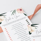 Bride vs Groom Game Template for Tropical Theme Bridal Shower