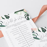 Summer Bridal Shower Game Would She Rather Printable